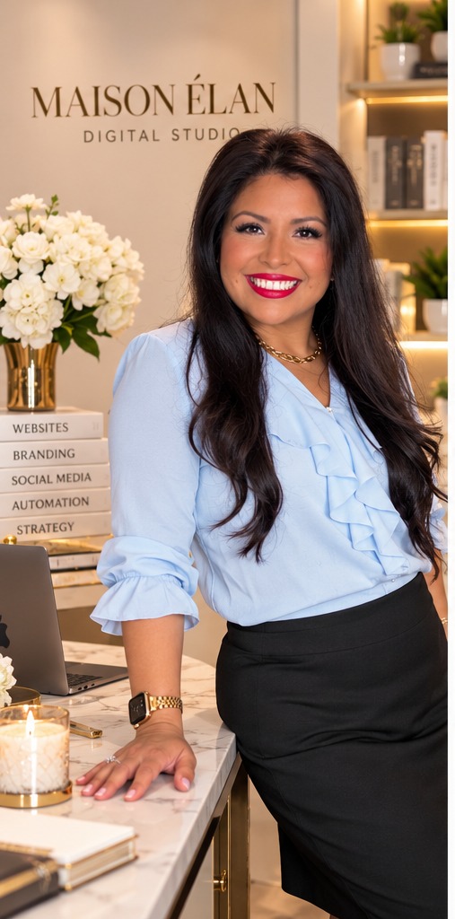 Belle Digital Collective founder in a luxury digital design studio
